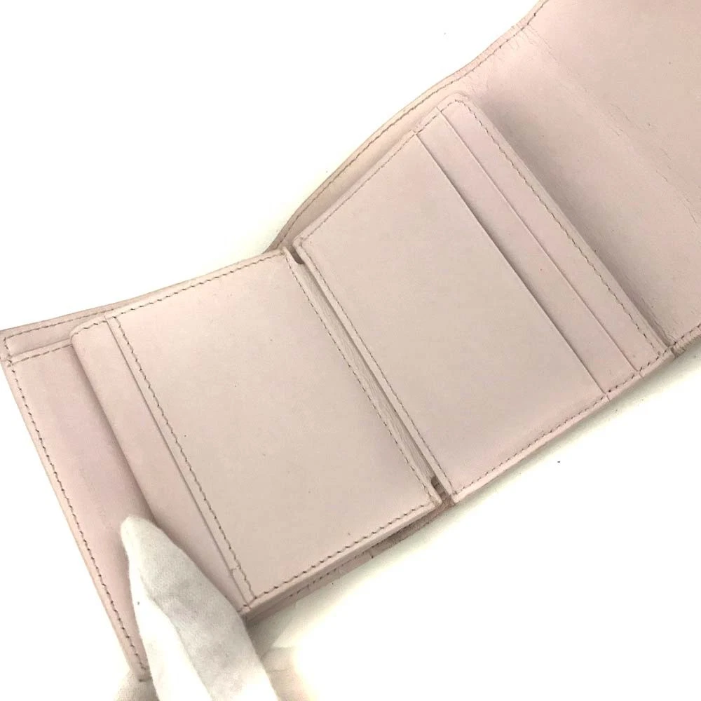 $690 CELINE Triomphe Leather Trifold Wallet Pink