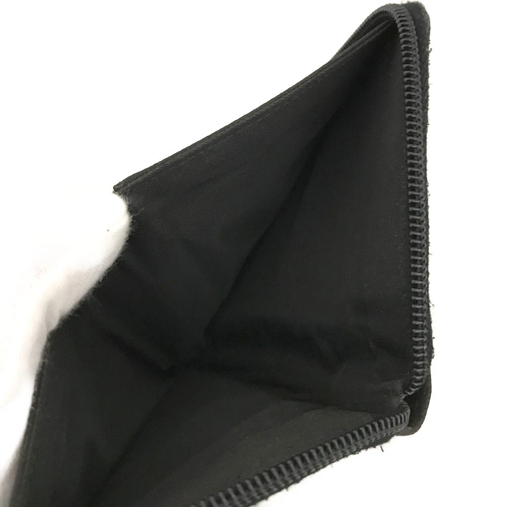 $480 PRADA Tessuto Nylon Logo Plate Zippy Bifold Wallet Black