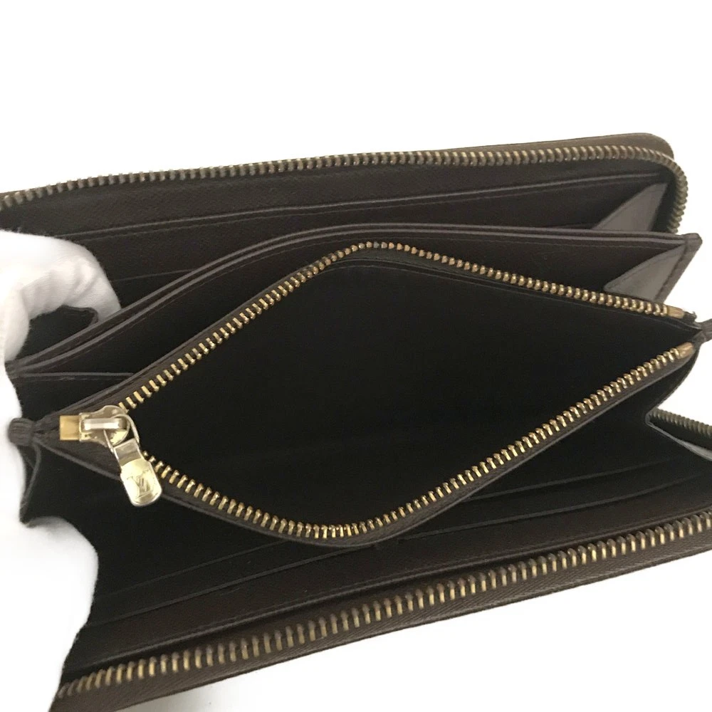$915 Louis Vuitton Damier Zippy Zip Around Long Wallet Purse Brown MI4182
