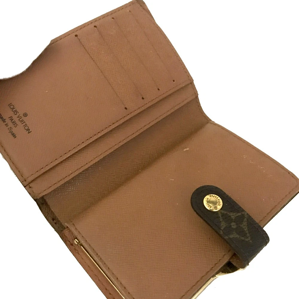 $750 1998 Louis Vuitton Monogram French Kisslock Bifold Wallet CA0998