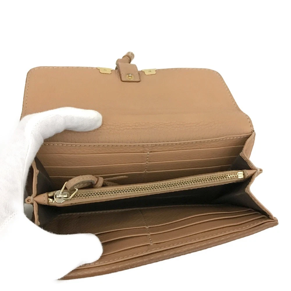 $650 CHLOE Grained Calfskin Marcie Long Wallet Orange