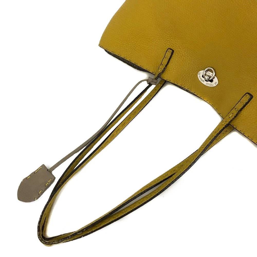 FENDI Selleria Leather Shoulder Tote Bag Yellow/6CH0854