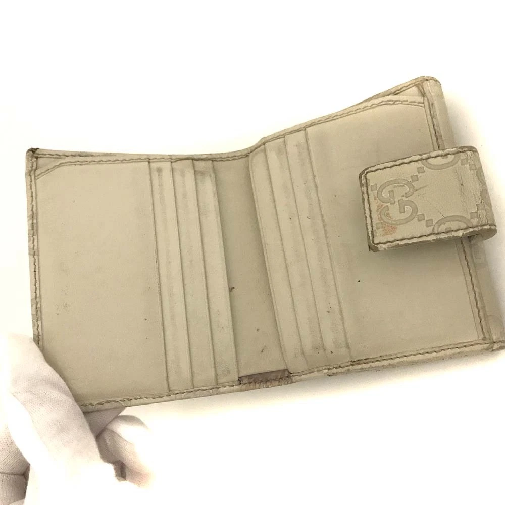 GUCCI Ssima GG Logo Leather Bifold Wallet Ivory