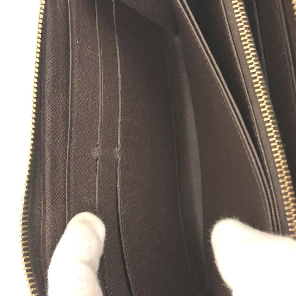 $915 2012 Louis Vuitton Damier Zippy Zip Around Long Wallet Purse Brown* CA1162