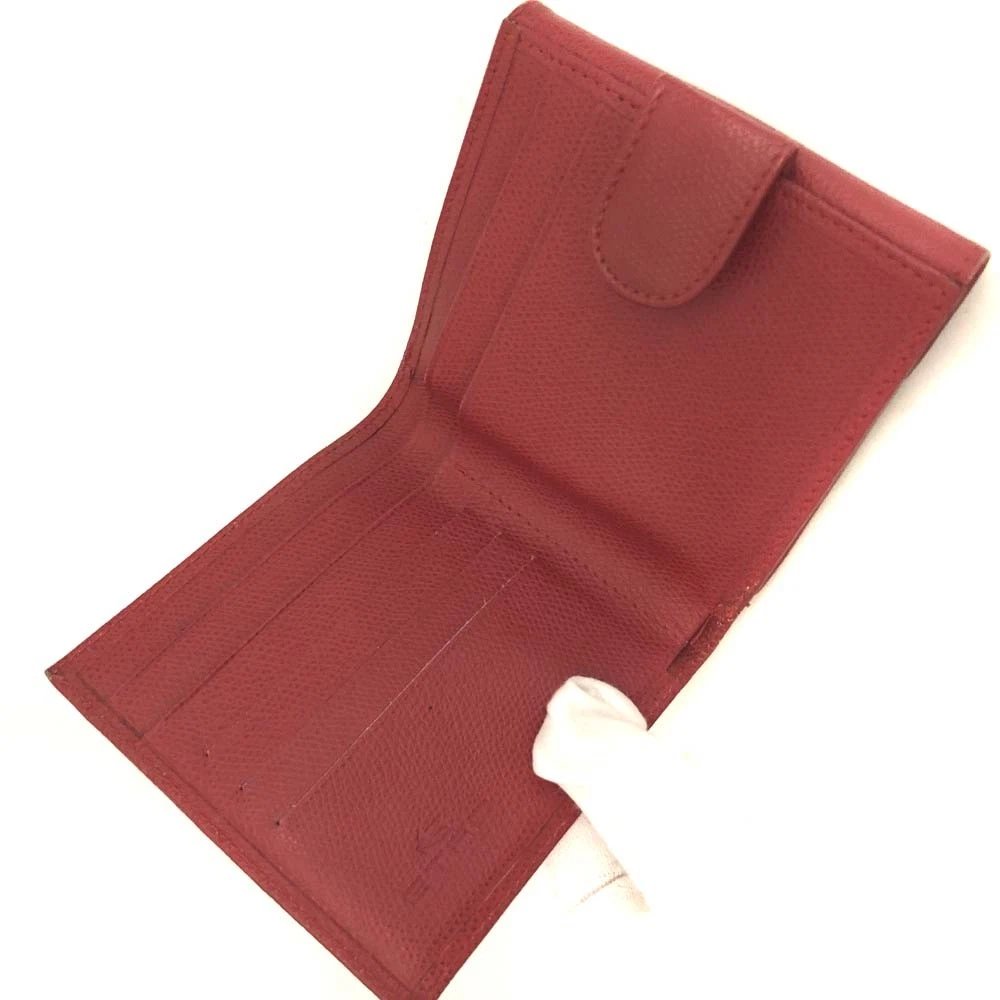 ETRO E Logo Leather Bifold Wallet Purse Red