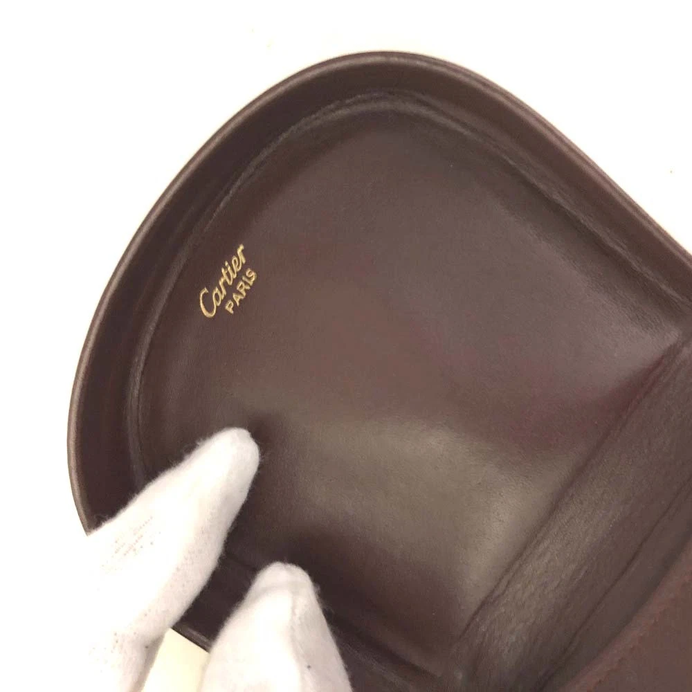 Must de Cartier Leather Coin Purse Wallet Bordeaux