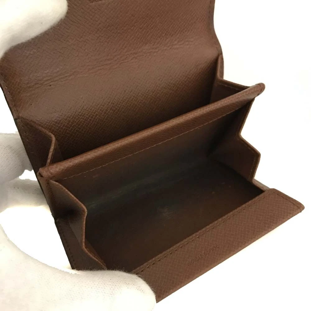$440 Louis Vuitton Monogram Porte Monnaie Plat Coin Purse Wallet Brown 883RA