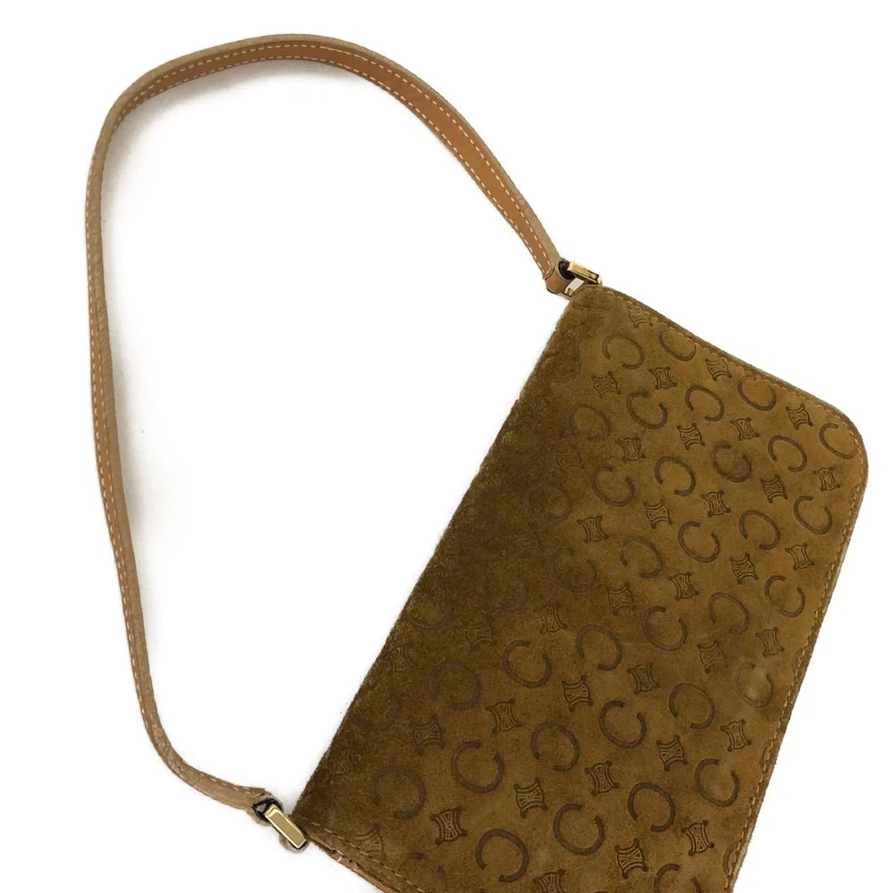 CELINE Macadam C Suede Leather Shoulder Bag Brown