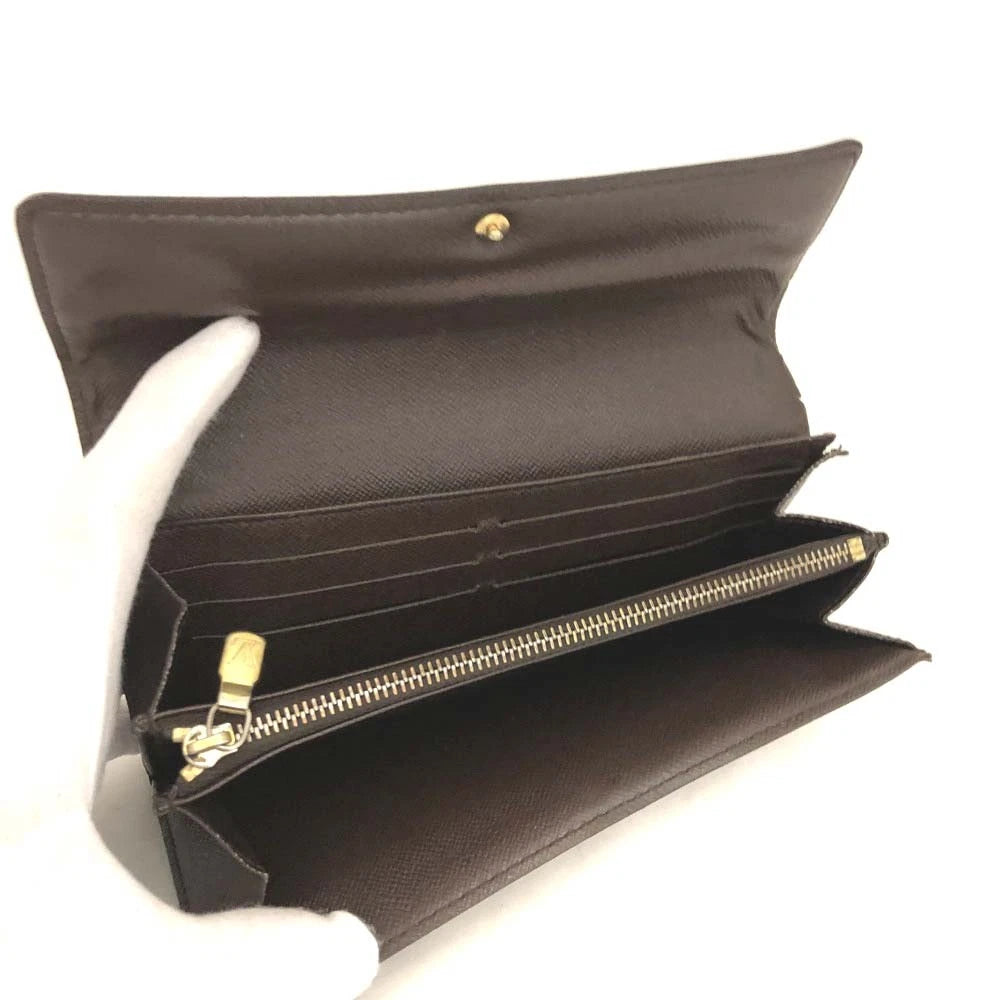 Louis Vuitton Damier Porte Feuille Sarah Long Bifold Wallet Brown CA0048