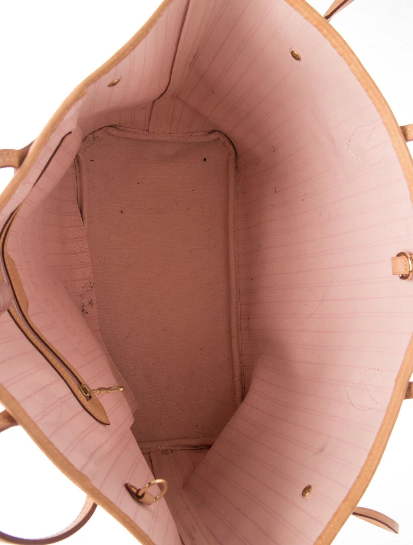 $2240 Louis Vuitton Damier Azur Neo Neverfull MM Rose Ballerine with Pouch