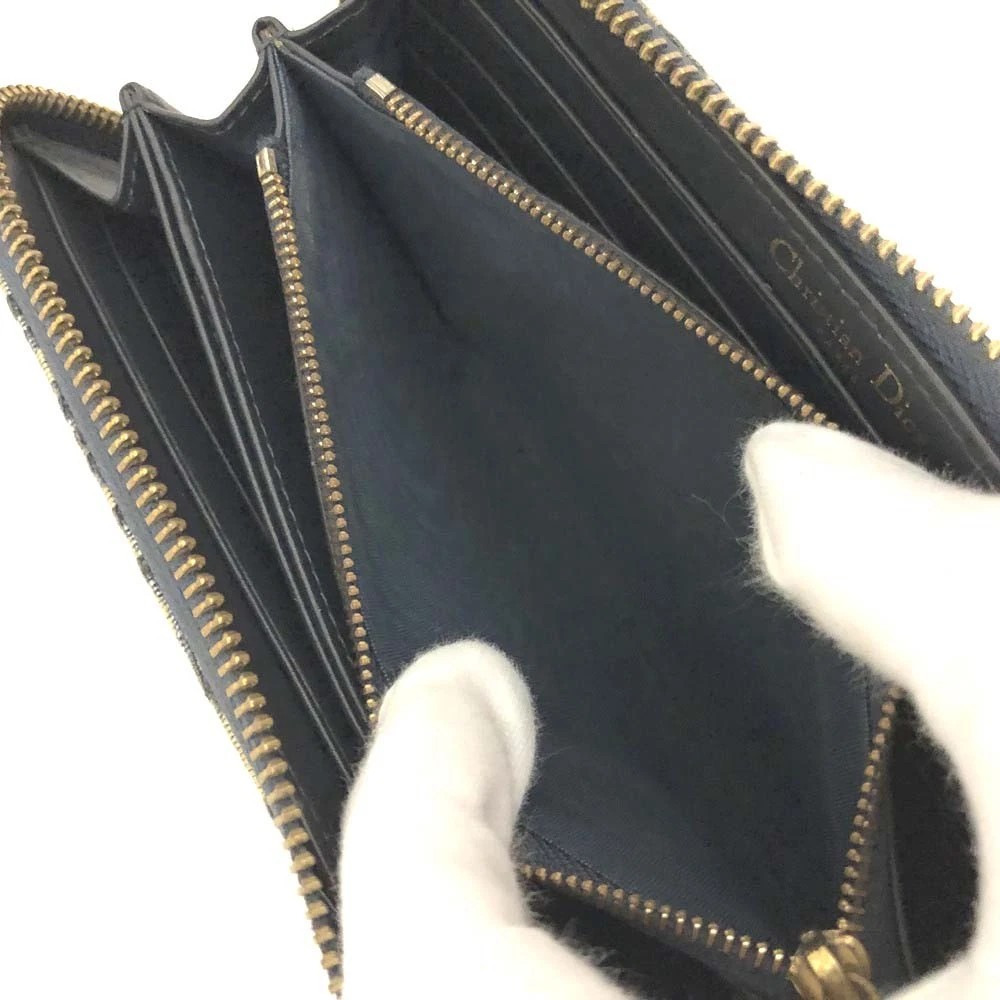 Christian Dior Oblique Trotter Canvas Zip Around Long Wallet
