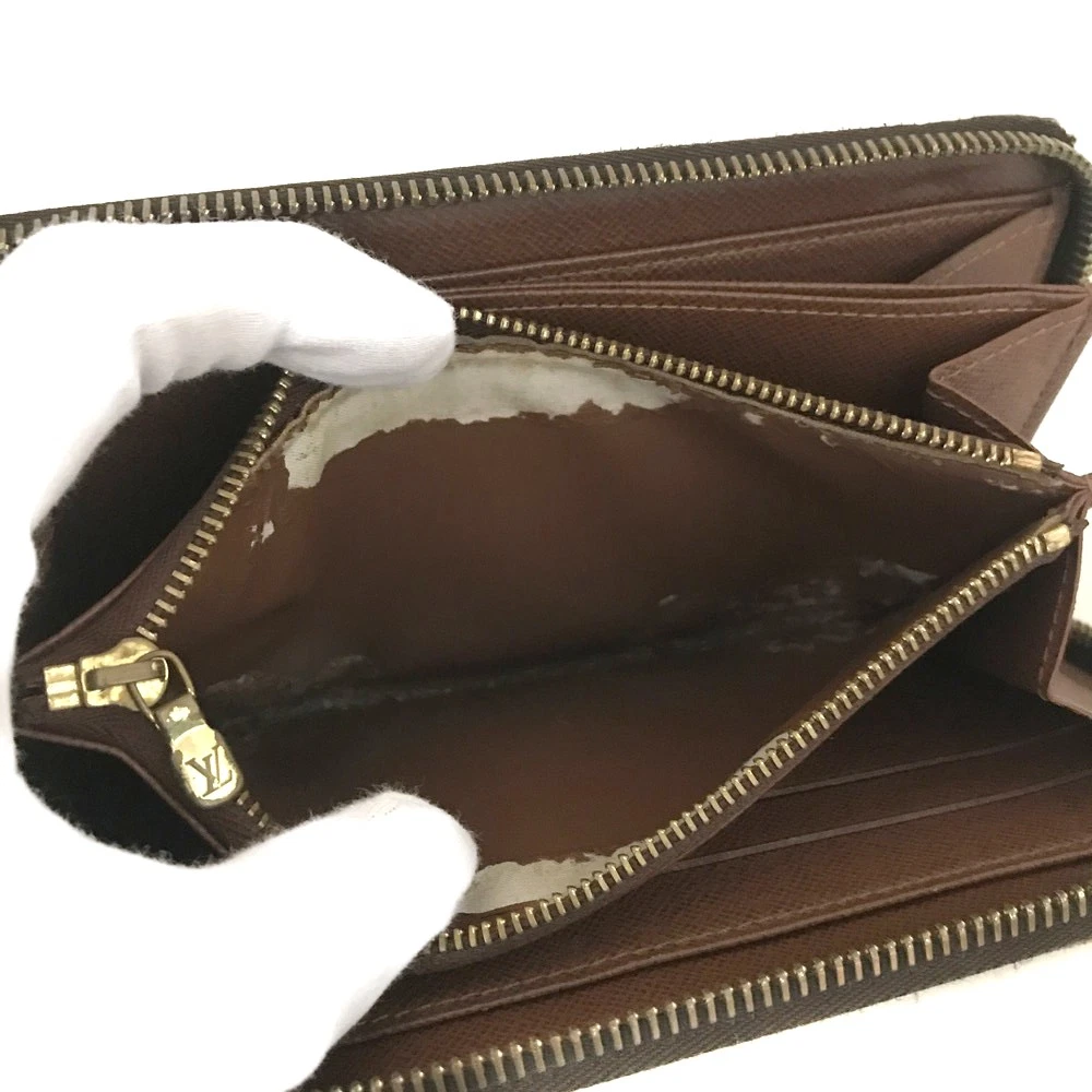 $915 2010 Louis Vuitton Monogram Zippy Zip Around Long Wallet Purse Brown CA0190