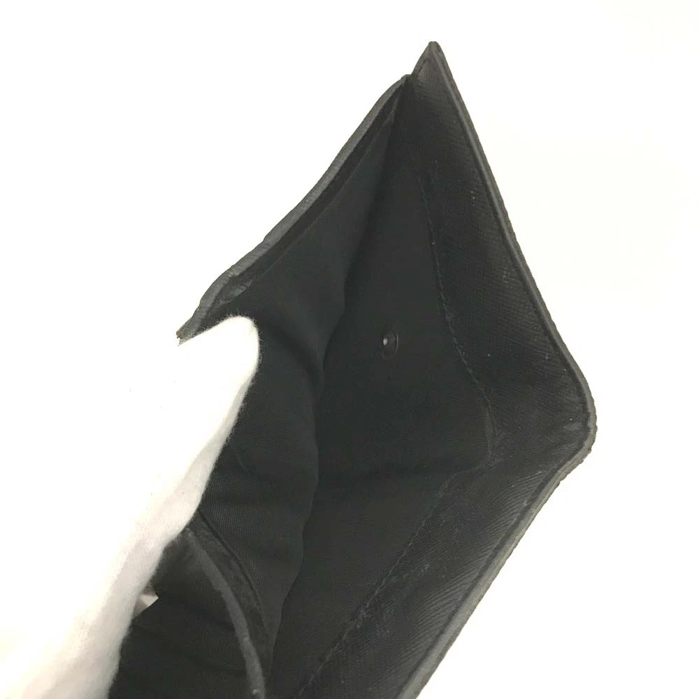 PRADA Logo Plate Nylon Trifold Wallet Black