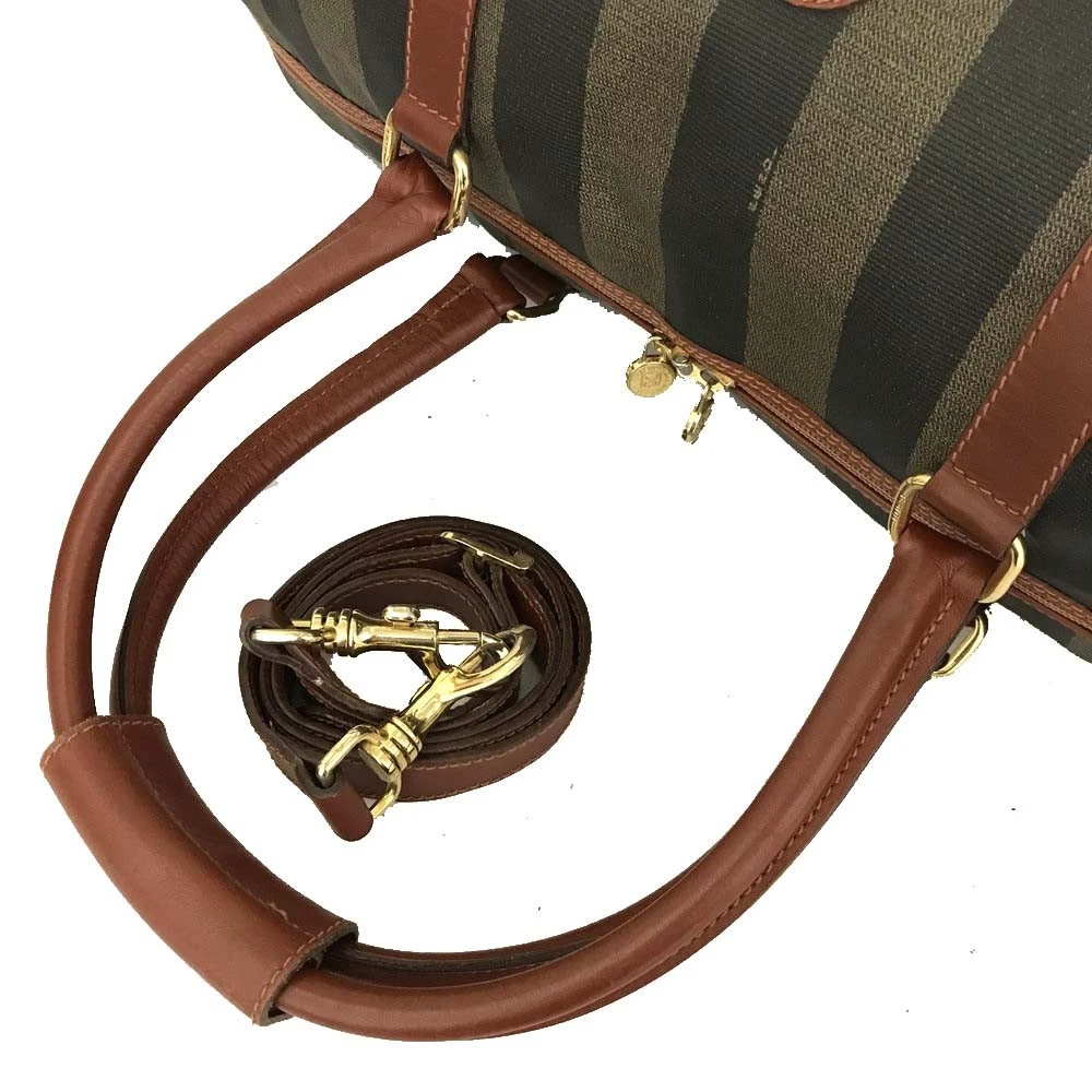 $2500 Fendi Pequin PVC Boston Travel Bag
