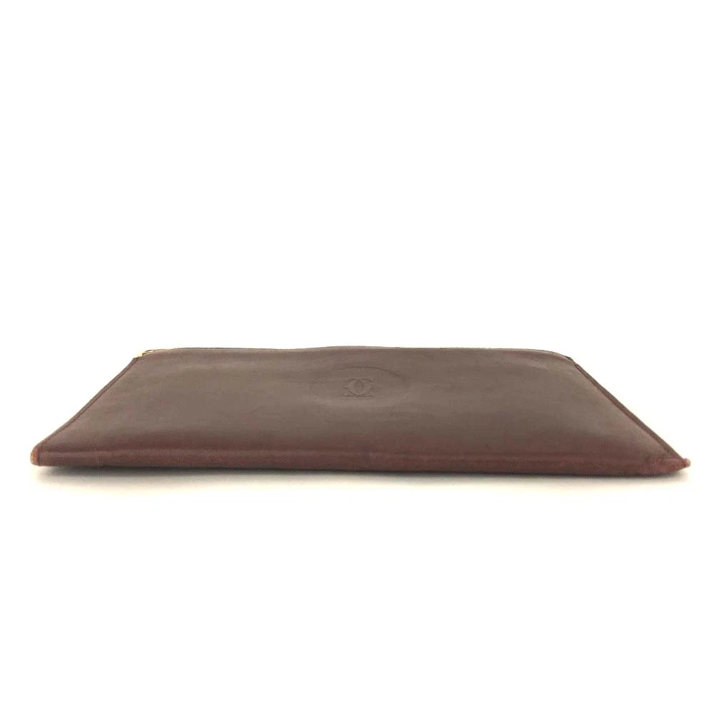 Must de Cartier Leather Cosmetic Pouch Bag Bordeaux