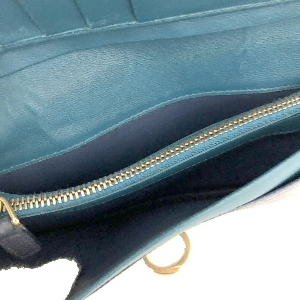 BVLGARI BVLGARIBVLGARI Leather Bifold Long Wallet Blue