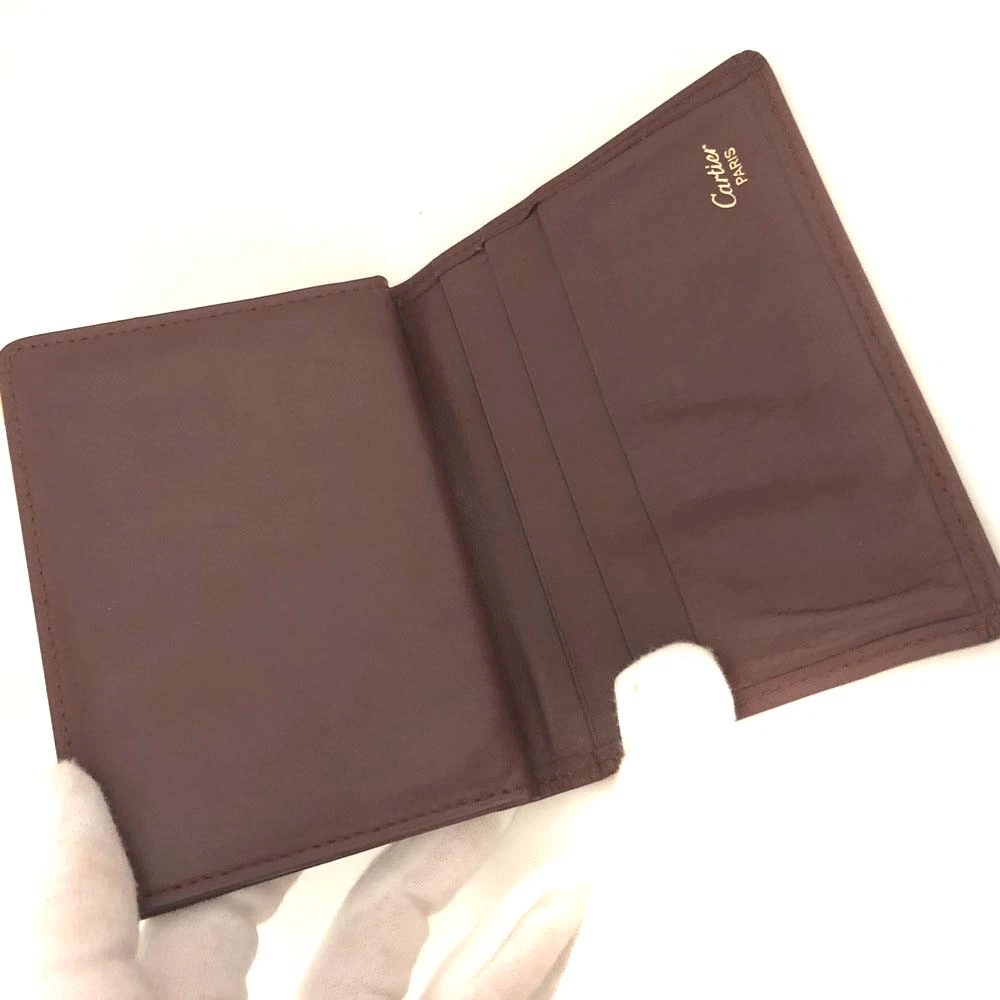 $390 Must de Cartier Leather Card Case Bordeaux