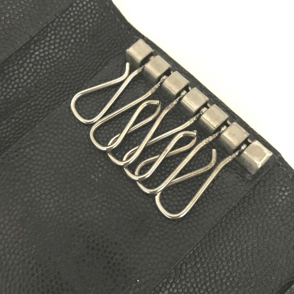 $420 Cartier Santos 6 Ring Key Case Black Leather