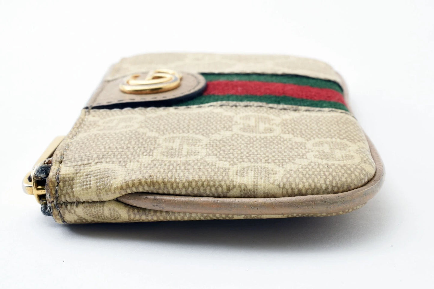 $410 GUCCI Ophidia GG Sherry Line Marmont Coin Case Purse Wallet PVC Double