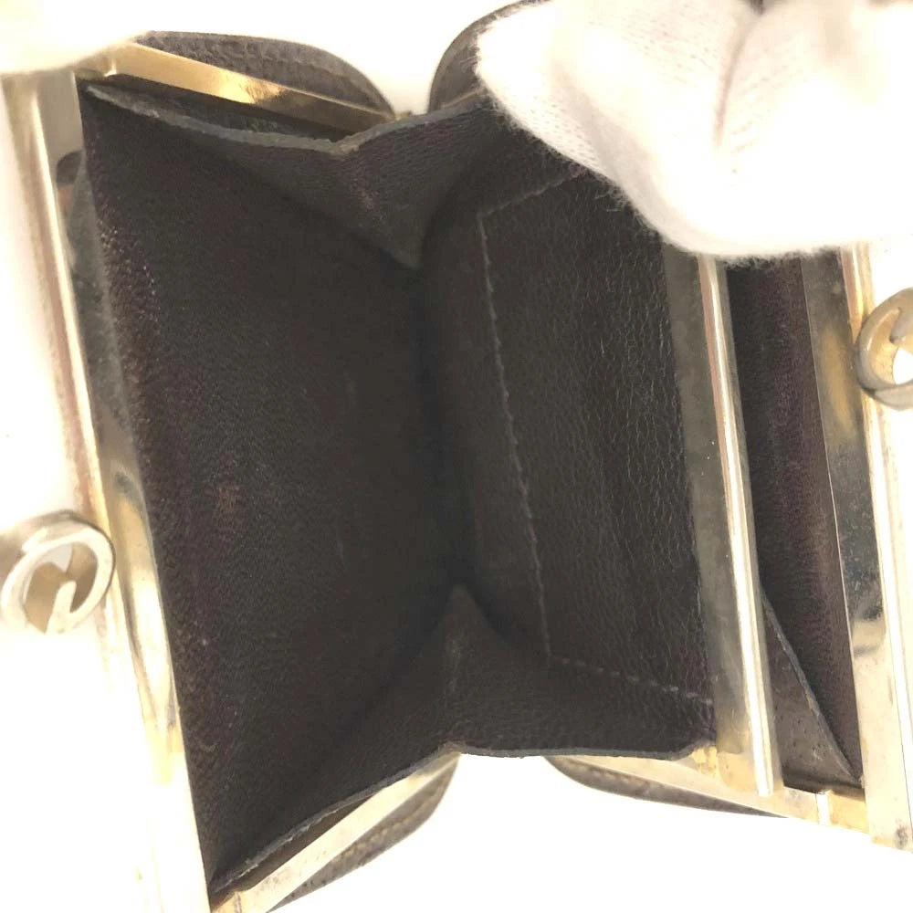 $290 Vintage Gucci GG Kisslock Coin Pouch Leather Brown