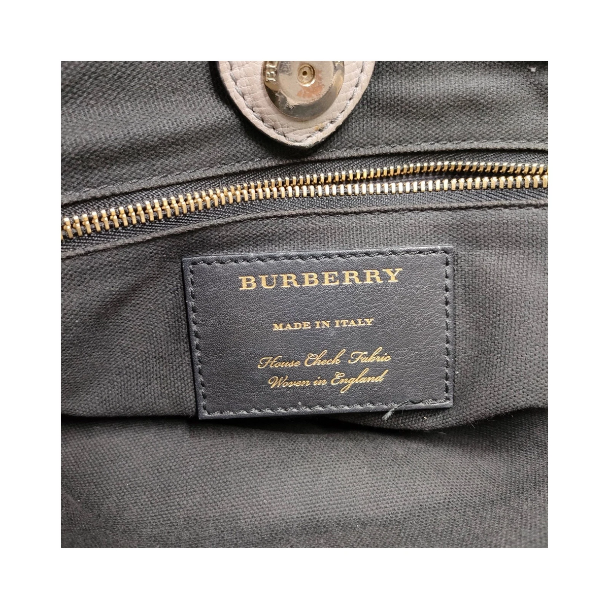 $1595 Burberry Grainy Calfskin House Check Medium Banner Tote Grey