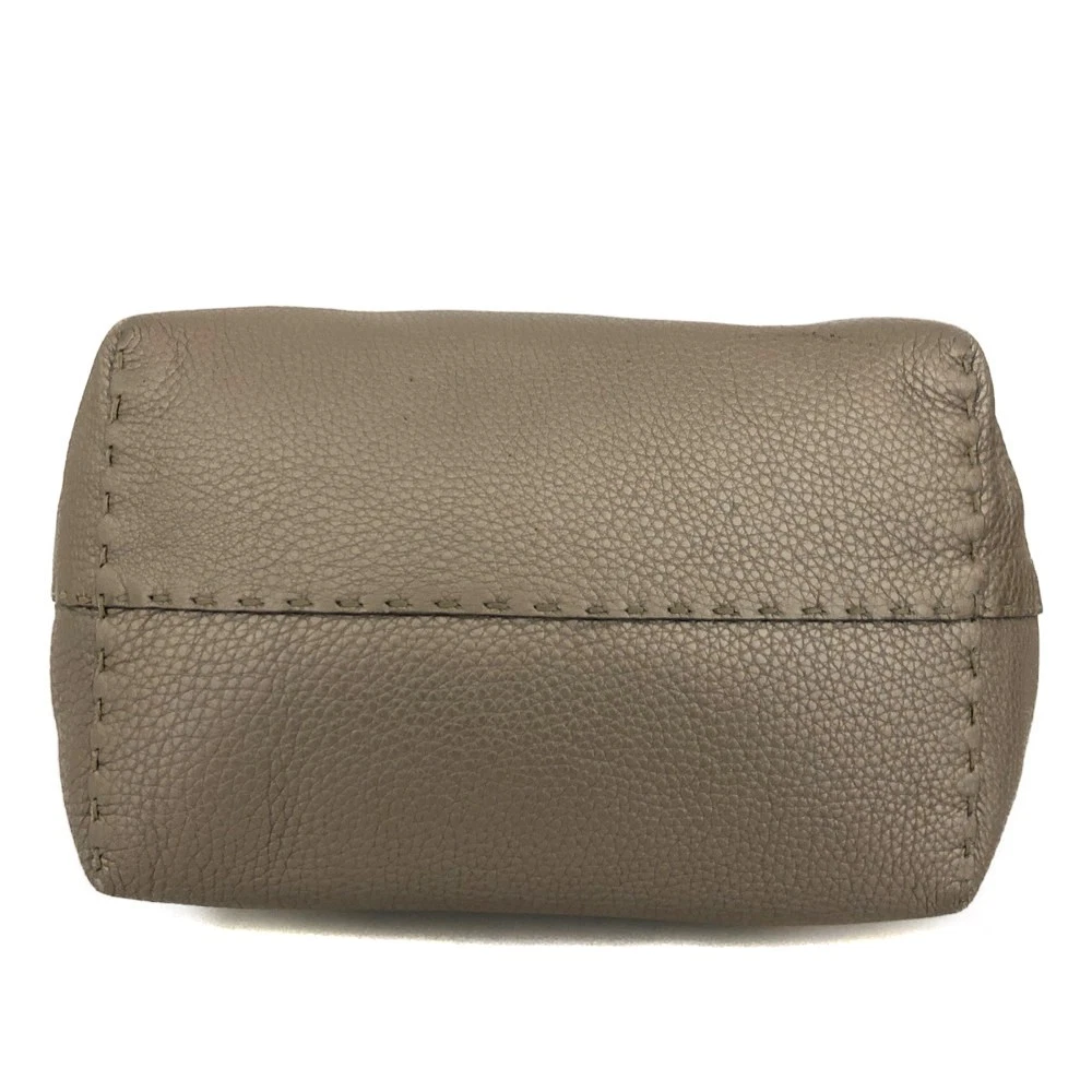 FENDI Selleria Leather Tote Bag Silver/6CH0834