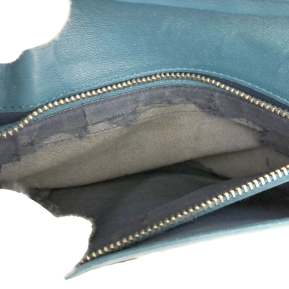 BVLGARI BVLGARIBVLGARI Leather Bifold Long Wallet Blue