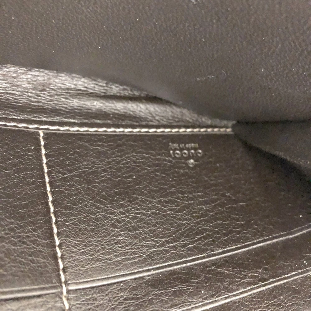 GUCCI Ssima Interlocking G GG Logo Leather Zip Around Long Wallet