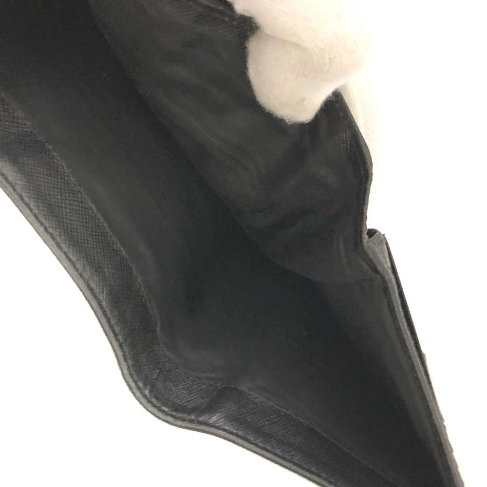 PRADA Logo Plate Nylon Trifold Wallet Black/2BH1717