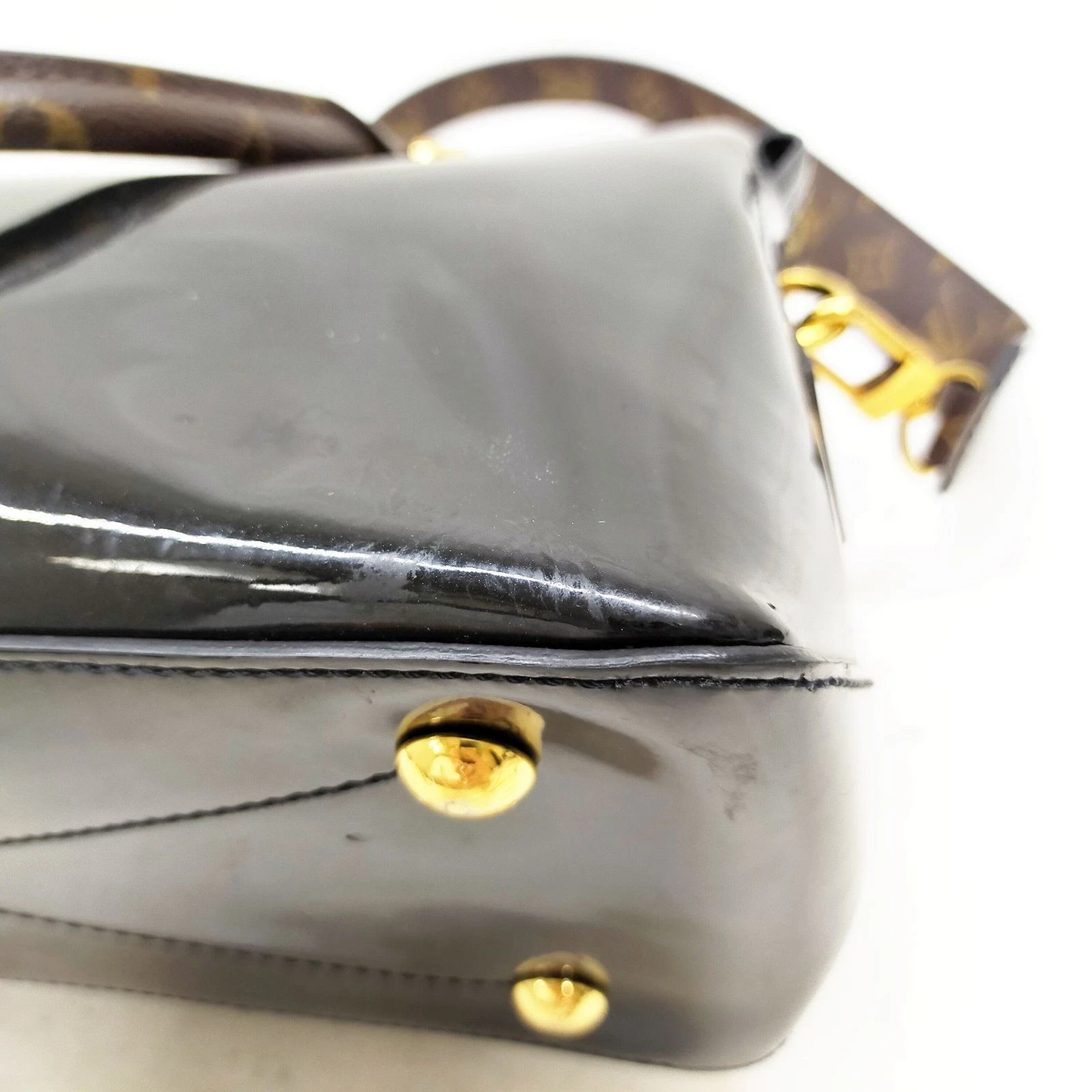 Louis Vuitton LV Hand Bag Tote Miroir Black Vernis SN0188