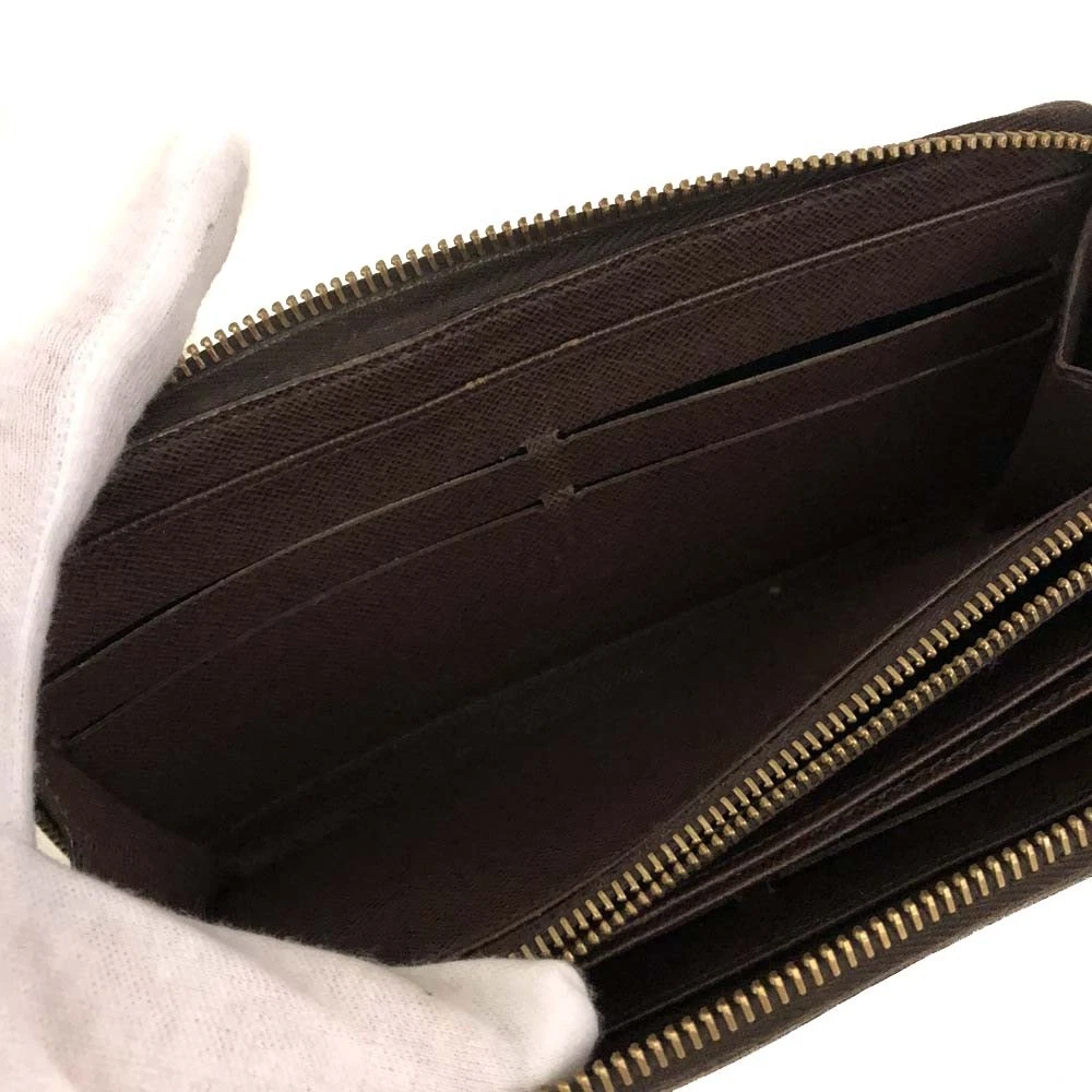 $915 Louis Vuitton Damier Zippy Zip Around Long Wallet Purse Brown CA5102