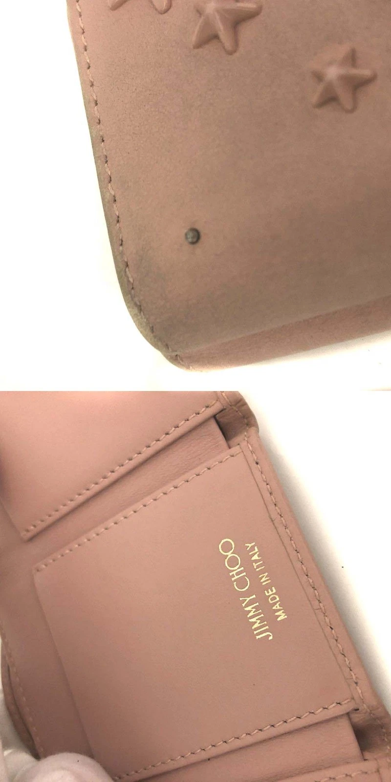 Jimmy Choo Nemo Star Studs Leather Trifold Wallet Pink
