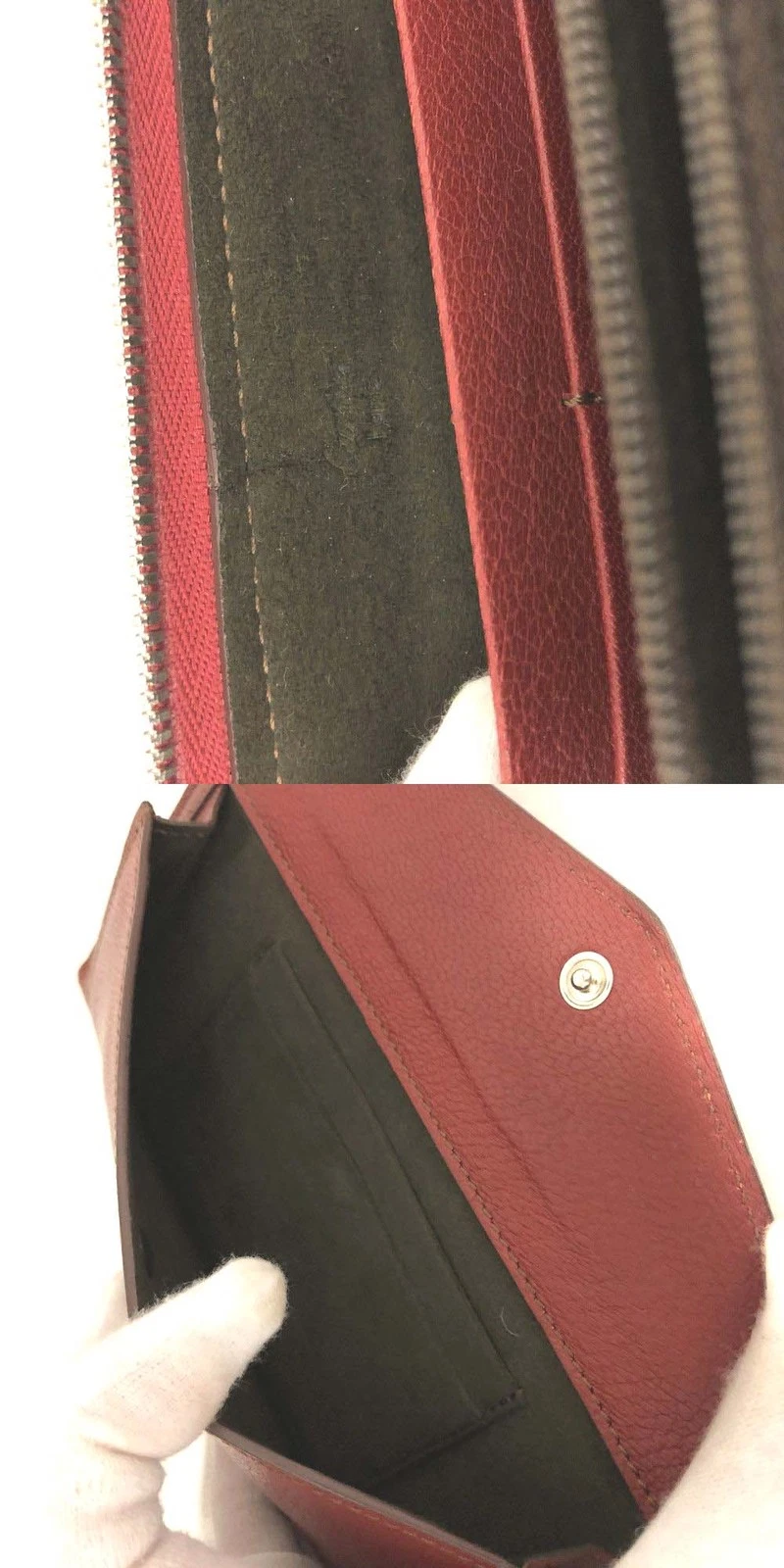 $980 Cartier Must de Cartier Zip Around Wallet Red Leather