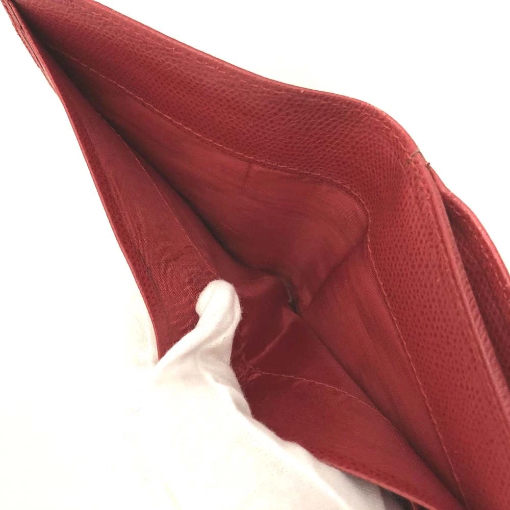 ETRO E Logo Leather Bifold Wallet Purse Red