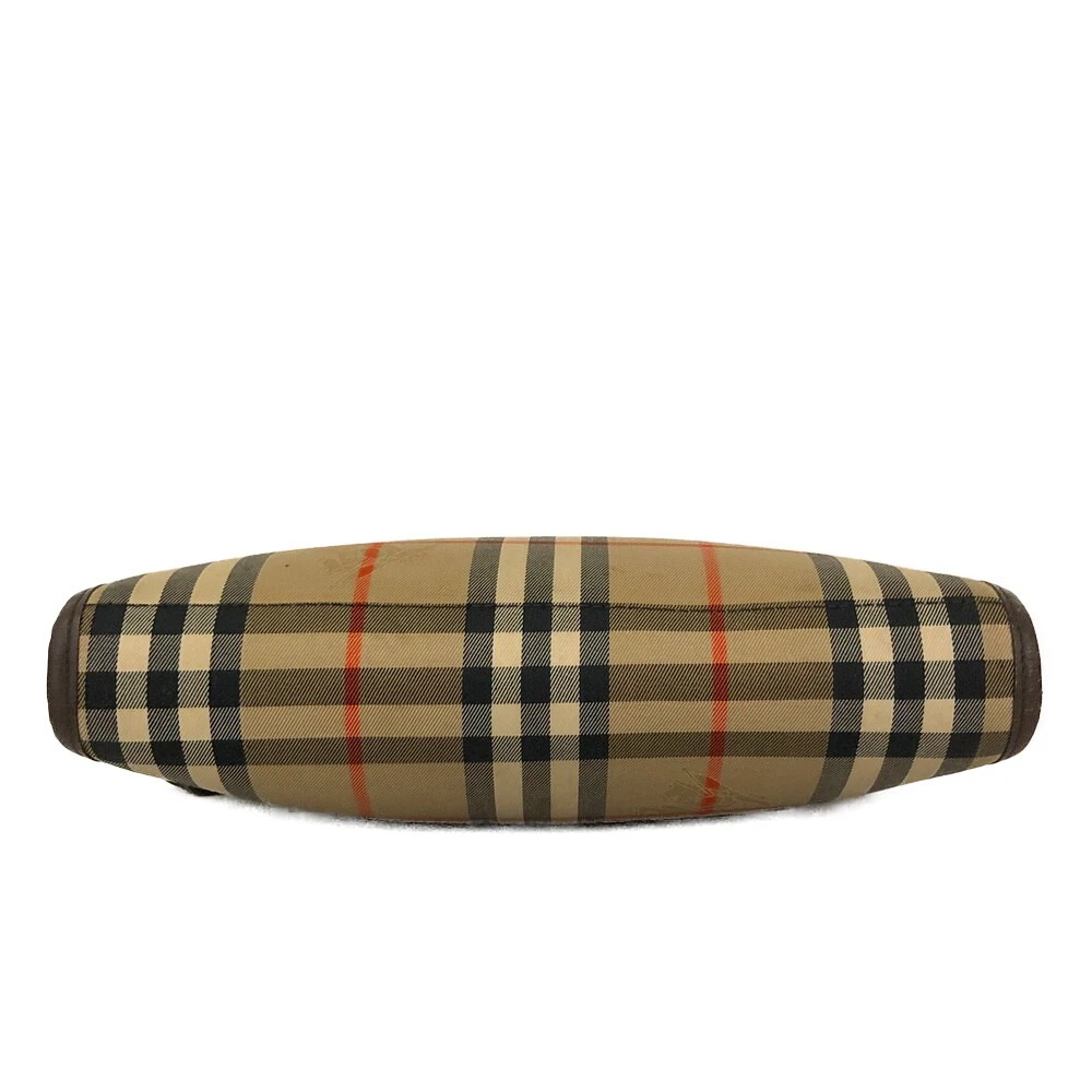 $450 Burberrys Horse Logo Check Canvas Clutch Bag Beige