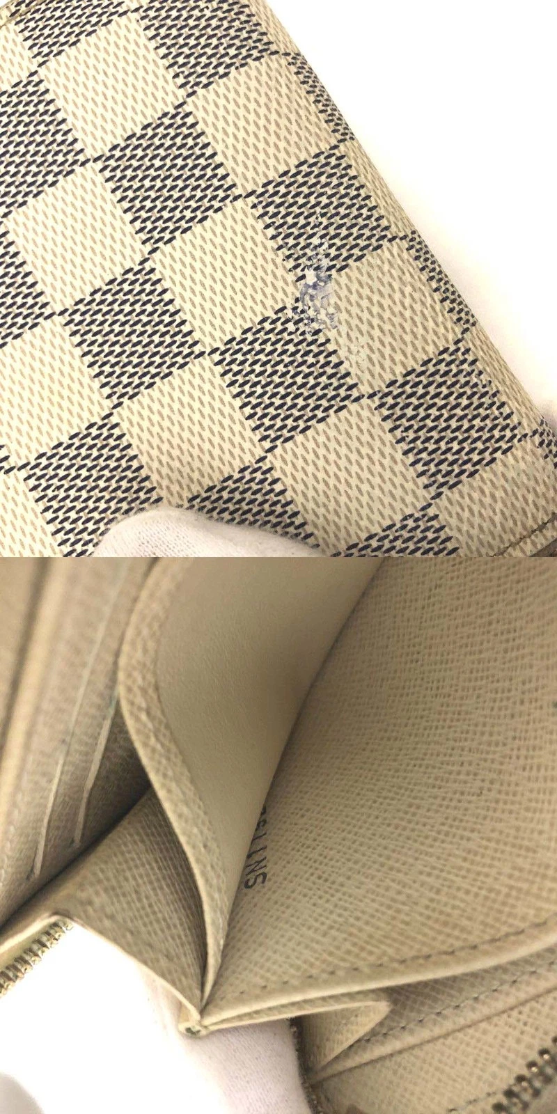 $560 Louis Vuitton Damier Azur Zippy Zip Coin Purse Wallet White SN1192