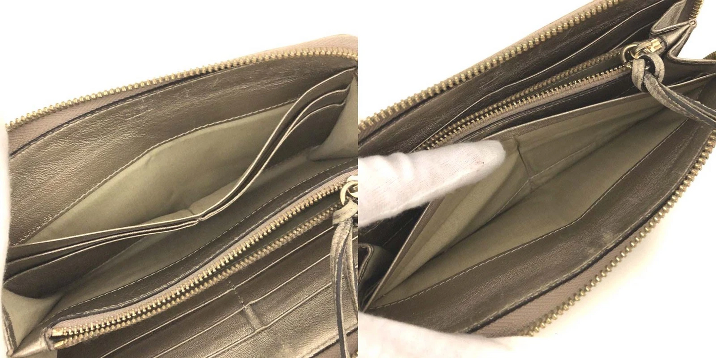 $690 Chloe Lily Leather Zip Around Long Wallet Purse Gold