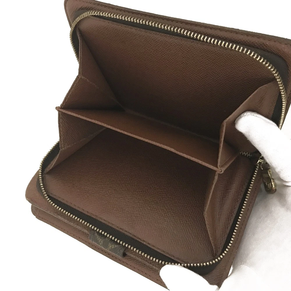 $750 Louis Vuitton Monogram Porte Papier Zippe Bifold Wallet Brown SP1012