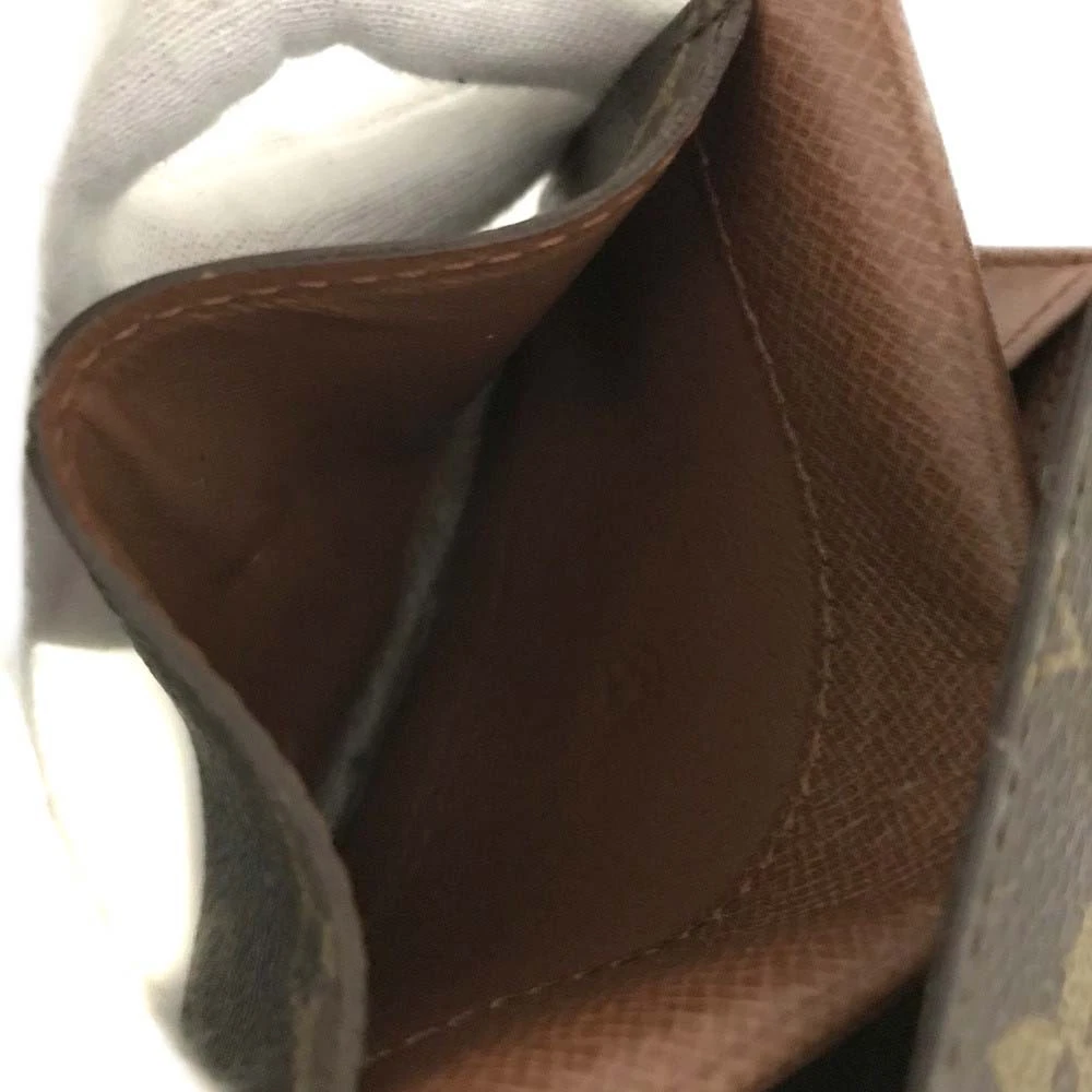 $440 Louis Vuitton Monogram Porte Monnaie Plat Coin Purse Wallet Brown 883RA