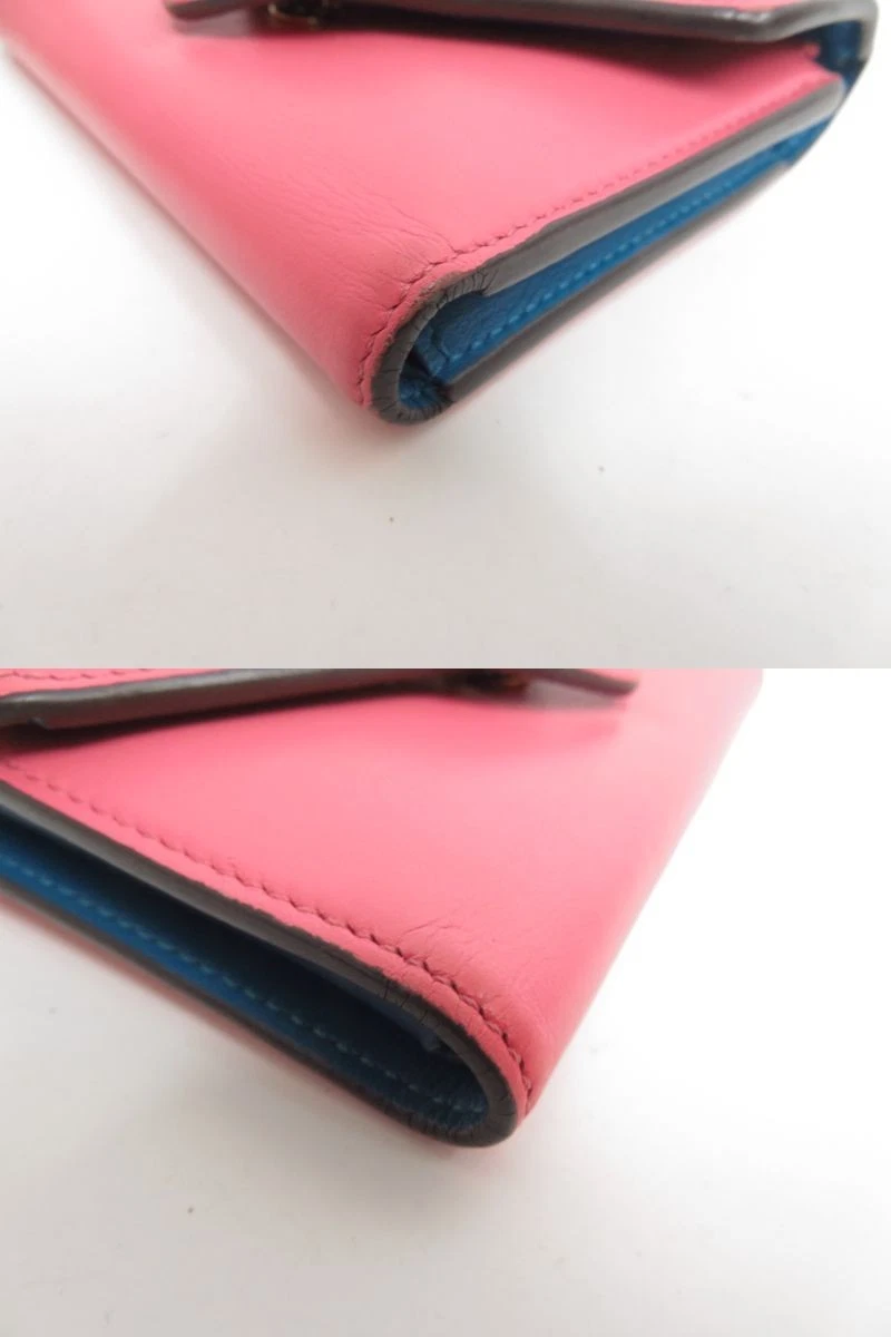$965 2020 LOUIS VUITTON Smooth Calfskin LV Pont 9 Compact Wallet Pink FH2230