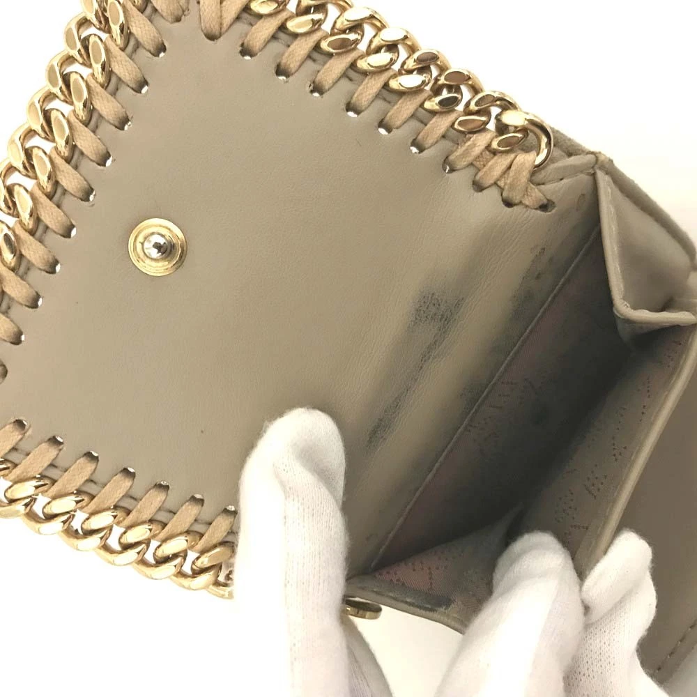 $495 Stella McCartney Falabella Vegan Leather Trifold Wallet Beige