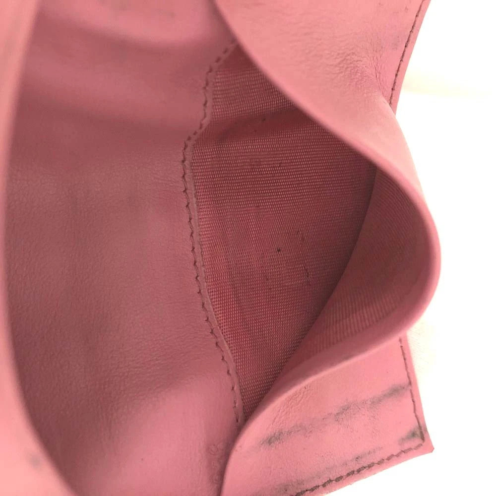 MIU MIU Logo Embossed Leather 6 Ring Key Case Pink