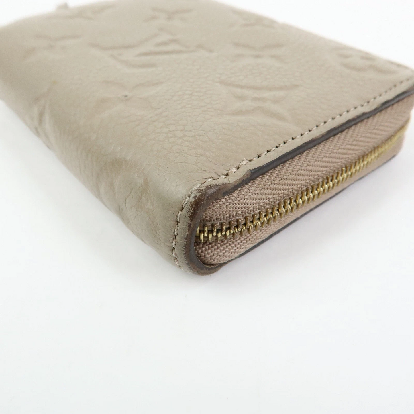 $760 Louis Vuitton Monogram Empreinte Round Zippy Coin Case Beige RFID
