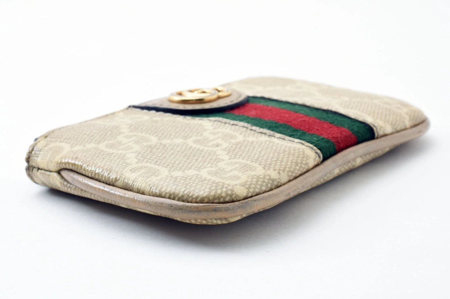 $410 GUCCI Ophidia GG Sherry Line Marmont Coin Case Purse Wallet PVC Double