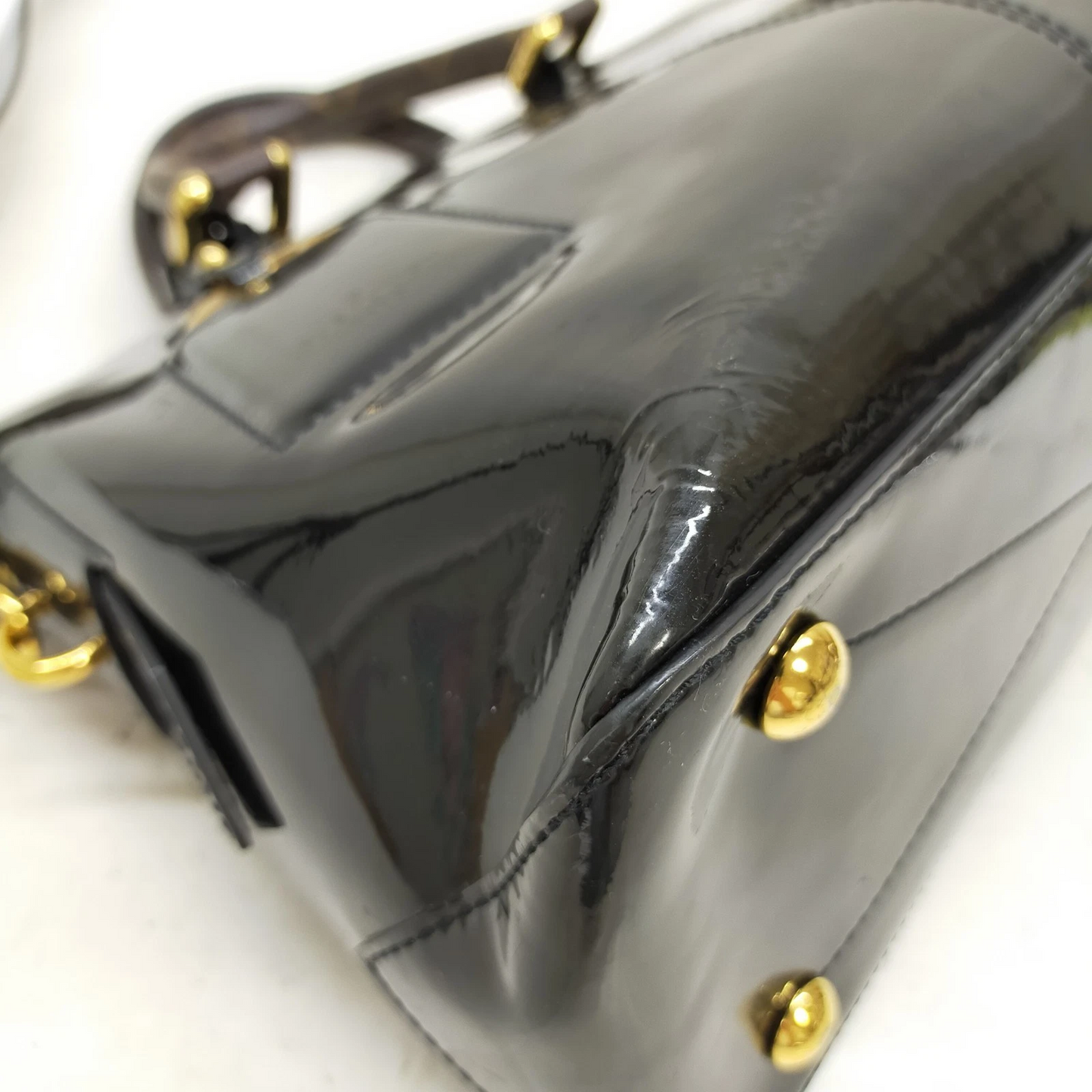 Louis Vuitton LV Hand Bag Tote Miroir Black Vernis SN0188