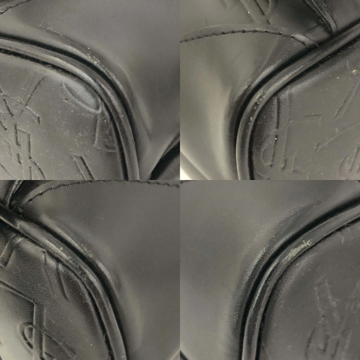 $2150 Yves Saint Laurent Cassandra Embossed Leather Backpack Black