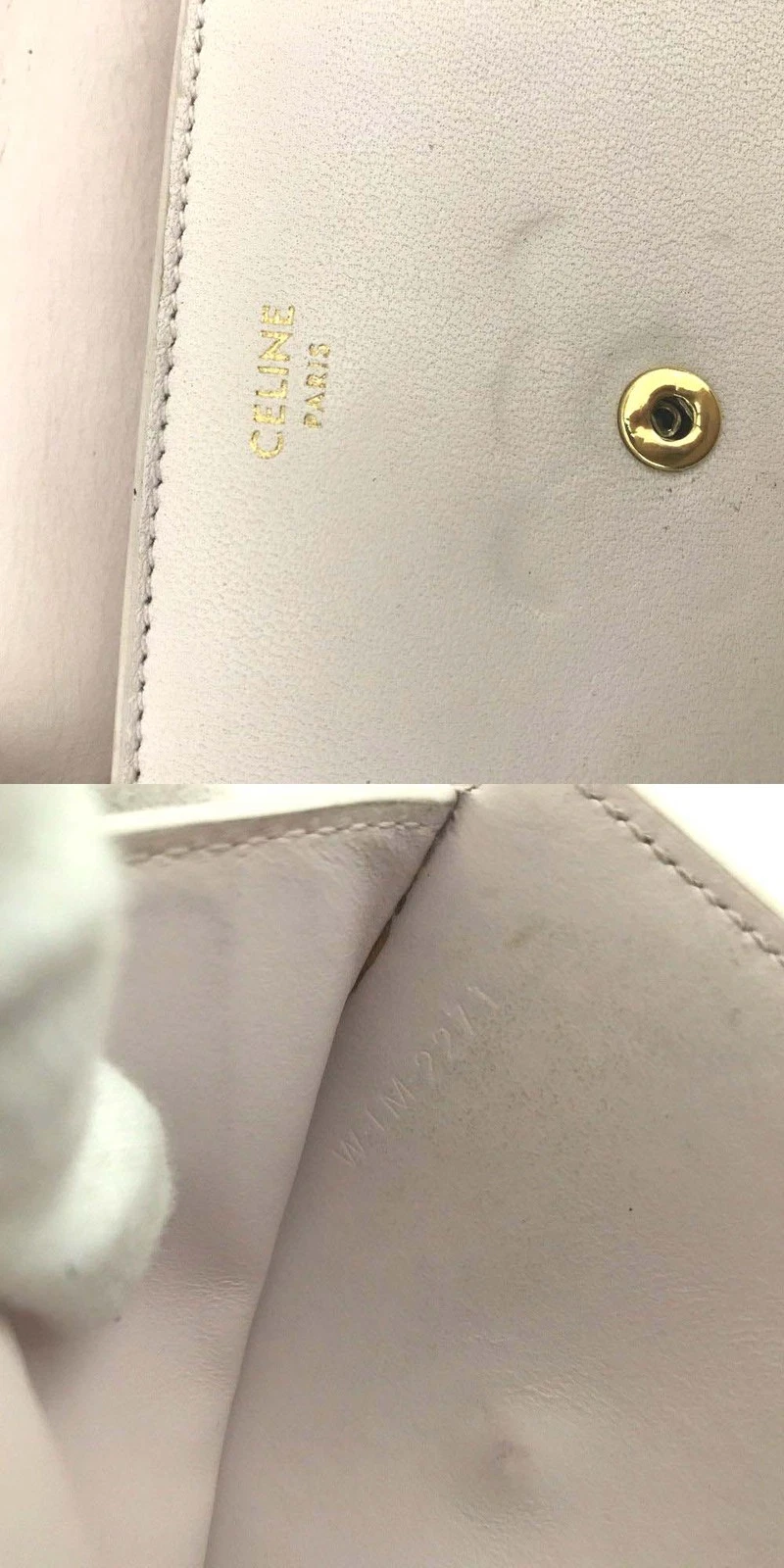 $690 CELINE Triomphe Leather Trifold Wallet Pink