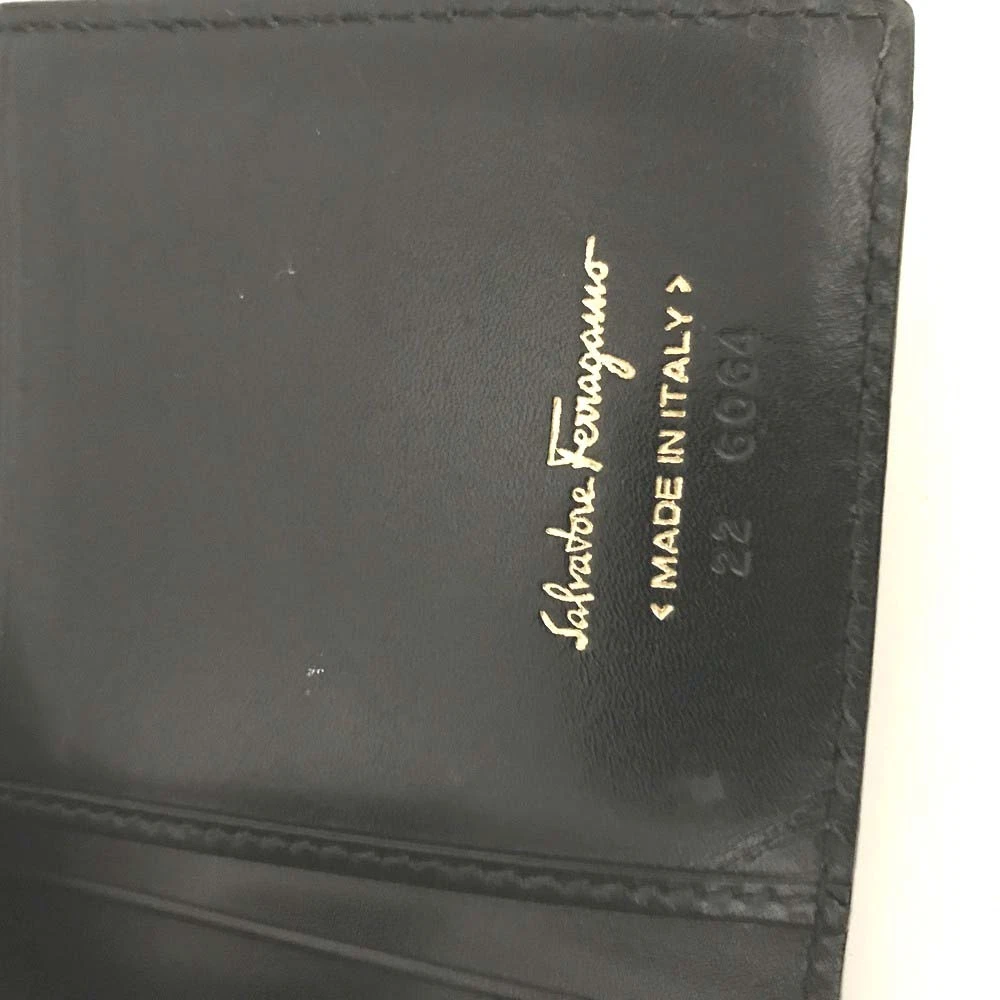 Salvatore Ferragamo Vara Leather Long Bifold Wallet Black