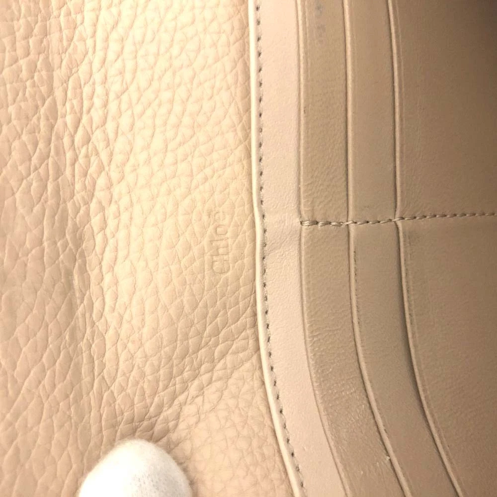 $535 Chloe Alphabet Leather Long Bifold Wallet Purse Beige