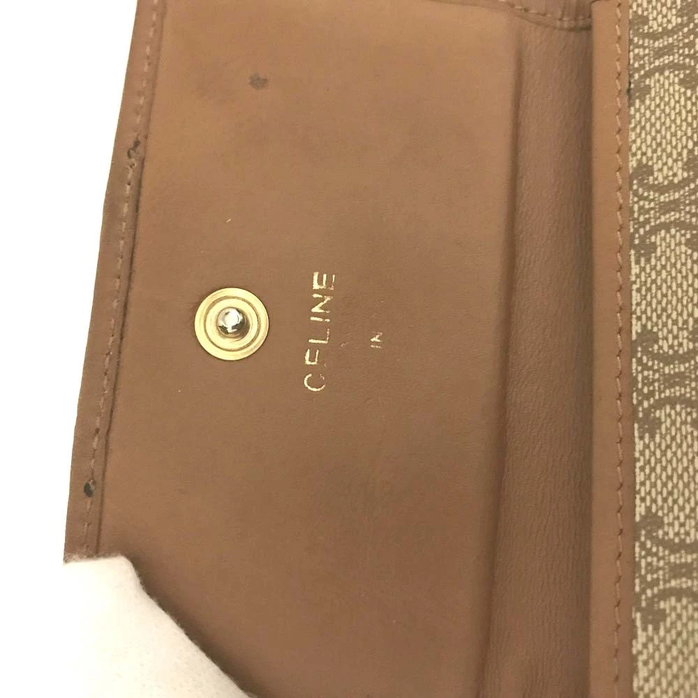 $640 CELINE Macadam PVC Bifold Wallet Purse Beige
